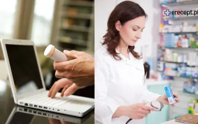 Tabletki na zatrzymanie laktacji dostępne online. Farmaceutka w aptece skanuje lek.