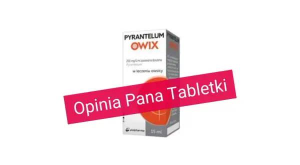 Opakowanie leku Pyrantelum Owix, stosowanego w leczeniu owsicy u dzieci. "Opinia Pana Tabletki" sugeruje pozytywne doświadczenia z odrobaczaniem dzieci.
