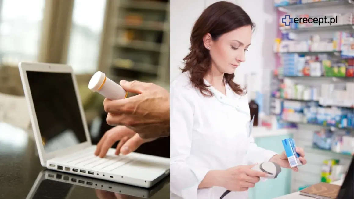 Tabletki na zatrzymanie laktacji dostępne online. Farmaceutka w aptece skanuje lek.